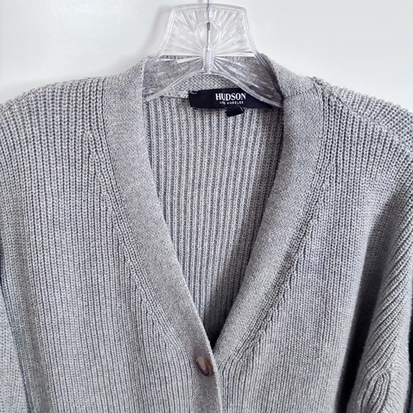 Hudson Los Angeles sweater cardigan gray knit button front relaxed fit - Picture 5 of 9